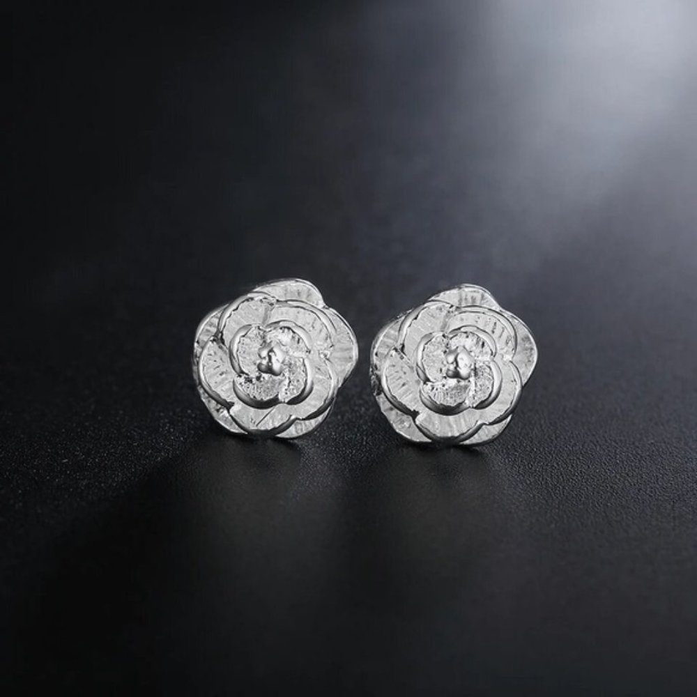 925 Sterling Silver Fine Flower bud Earring stud for Women Luxury Fashio…